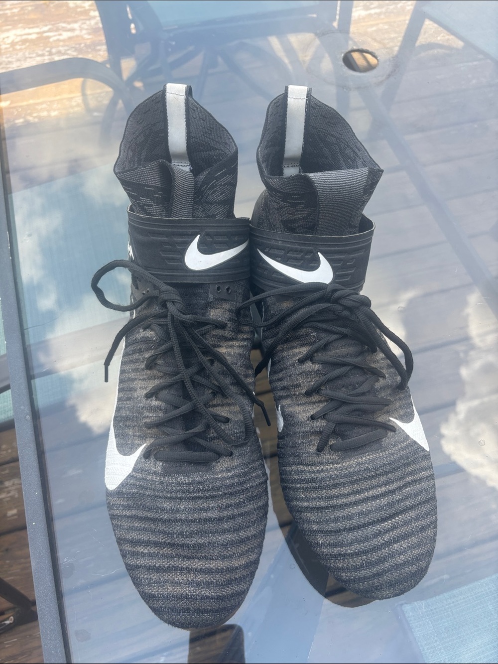 Nike Black and White High-Top Soccer/Cleat Shoes size 16